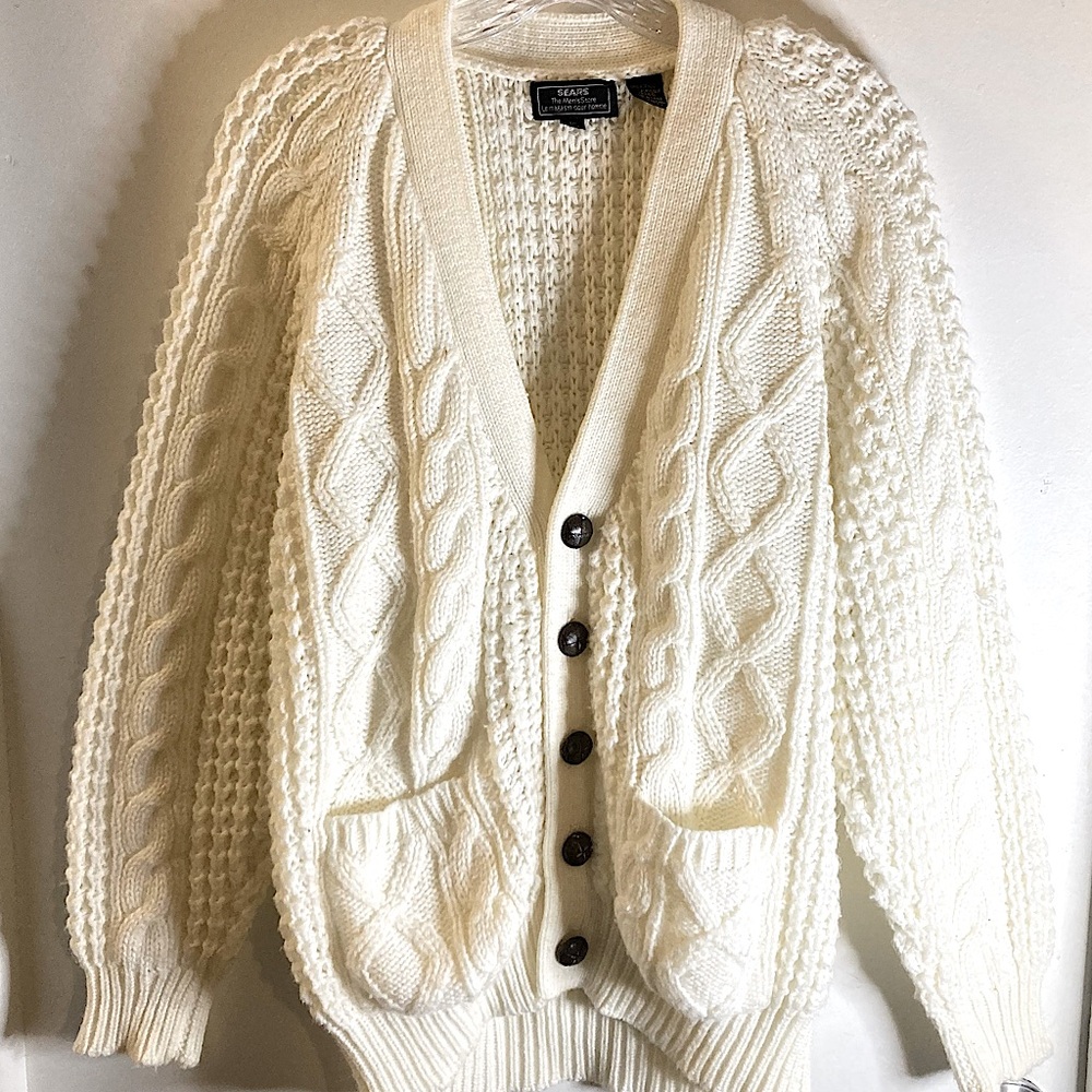 Sears Roebuck 1970s Hand Knit Irish Fisherman Sweater OVER 50 YEARS OLD, EUC!!!